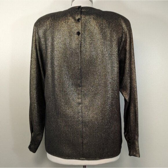 Vintage 80's Anne Klein Wool/Lurex Blouse Glam Holiday - Picture 4 of 8
